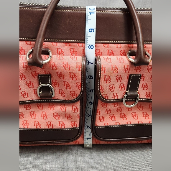 Vintage Dooney and Bourke Double Pocket Pink Monogram Logo Tote With Coin Purse - Picture 6 of 11